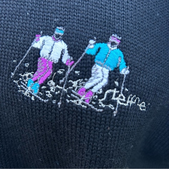 Steffner Vintage Ski Sweater | Black Turtleneck Ski Sweater | Size Large - Picture 4 of 5